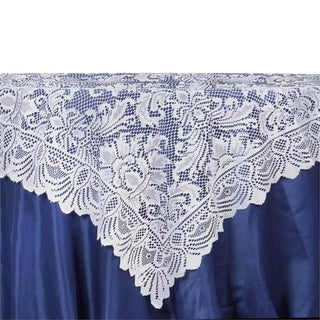 Versatile and Stylish White Victorian Lace Square Table Overlay Versatile and Stylish White Victorian Lace Square Table Overlay