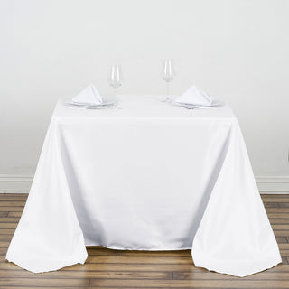 Elevate Your Event with the 90x90 White Square Polyester Tablecloth Elevate Your Event with the 90x90 White Square Polyester Tablecloth