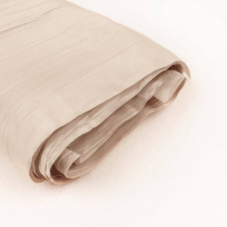 Beige Accordion Crinkle Taffeta Fabric Bolt - Elevate Your Event Décor Beige Accordion Crinkle Taffeta Fabric Bolt - Elevate Your Event Décor