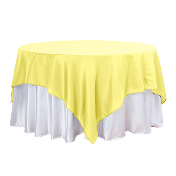 90"x90" Yellow Seamless Square Polyester Table Overlay