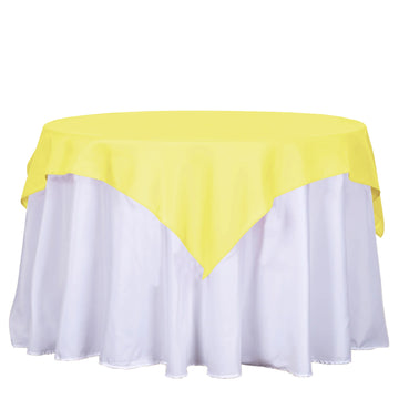 54"x54" Yellow Square Seamless Polyester Table Overlay