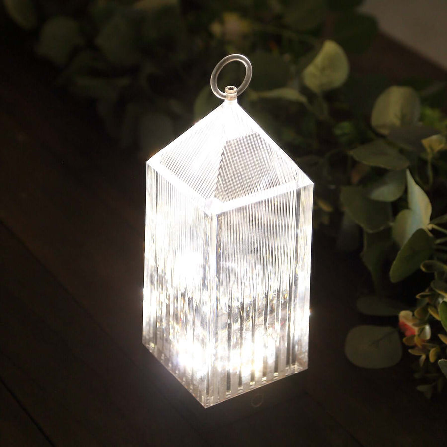 11inch Retro Lighthouse Style LED Crystal Lantern Table Lamp, Rechargeable Touch Control Acrylic Dec