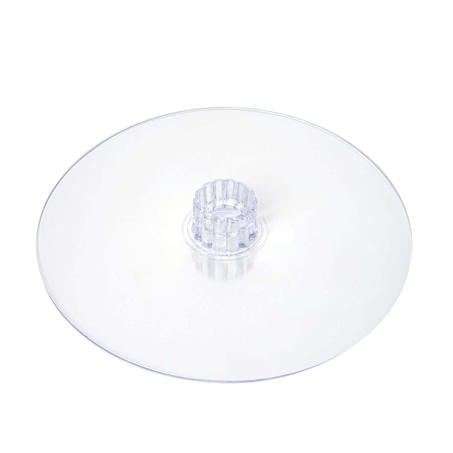 Clear round serving platter with center handle