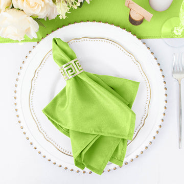 5 Pack Apple Green Seamless Cloth Dinner Napkins, Wrinkle Resistant Linen 17"x17"