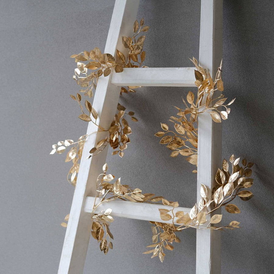 6ft Metallic Gold Magnolia Leaf Hanging Vine, DIY Craft Table Garland Wreath