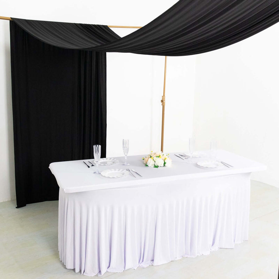 Black 4-Way Stretch Spandex Photography Backdrop Curtain with Rod Pockets, Drapery Panel - 5ftx18ft