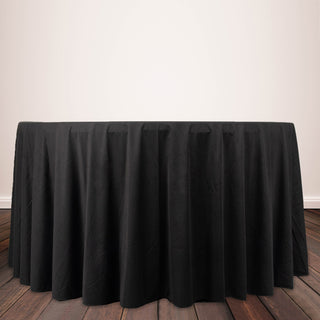 Elevate Your Table Setting with the Black Premium Scuba Wrinkle Free Round Tablecloth