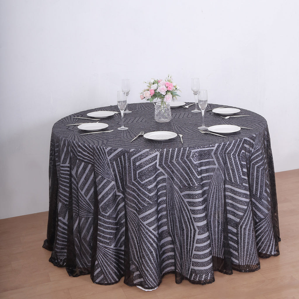 Table Cloth 120 - Silver (Glitz sequin Round)
