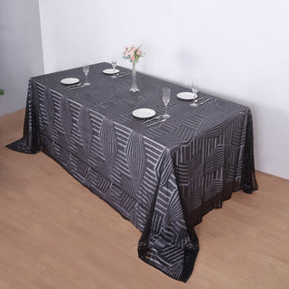 Create a Magical Atmosphere with the Black Seamless Diamond Sequin Tablecloth