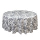 Polyester 108inch Round Tablecloth White - Black French Toile Pattern for Chic Weddings
