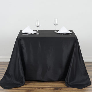 Upgrade Your Event Decor with the 90"x90" Black Seamless Square Polyester Tablecloth