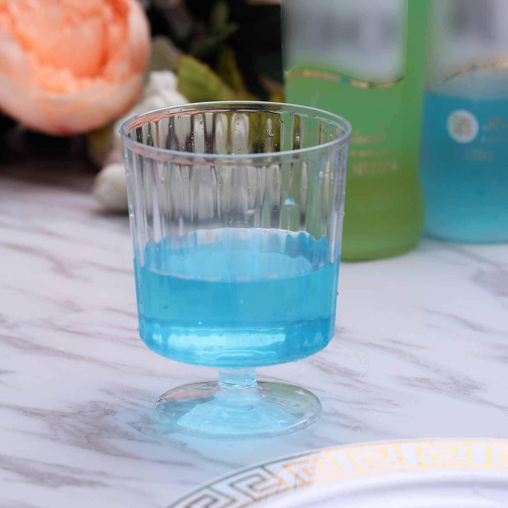 Plastic Wine Glasses 8oz Clear with Short Stem | TableclothsFactory