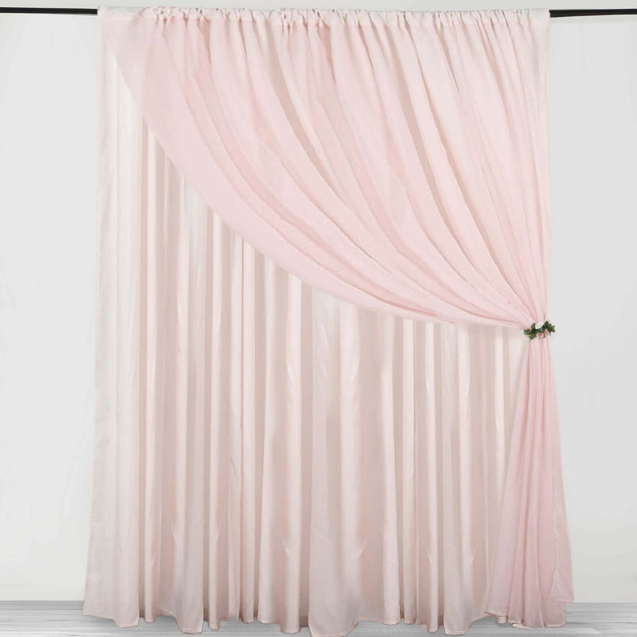 Light pink sheer curtain draped elegantly, showcasing soft fabric texture.