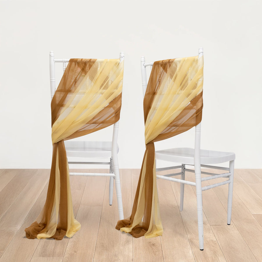 20-Pack Sheer Chair Drape Decor in Champagne and Gold – 9ft Shimmer Sash