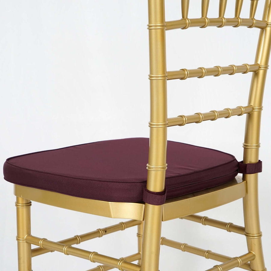 2inch Thick Burgundy Chiavari Chair Pad, Memory Foam Seat Cushion With Ties and Removable Cover