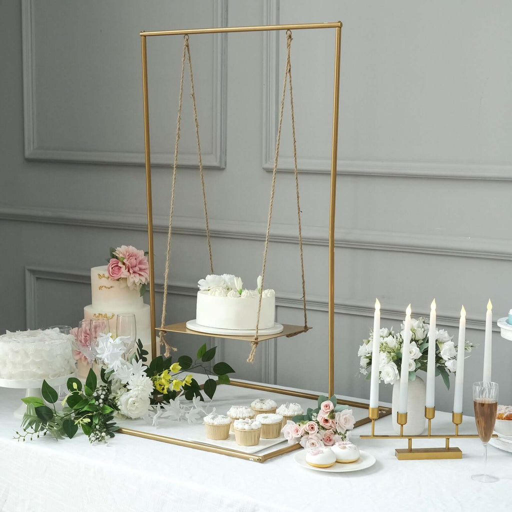 Metal Cake Swing Stand 3ft Gold TableclothsFactory