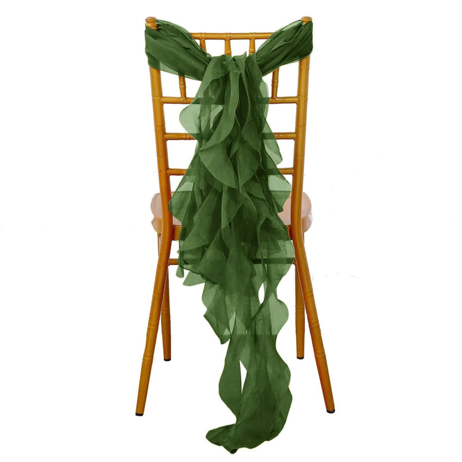 Green sheer chair sash draped elegantly on a wooden chair