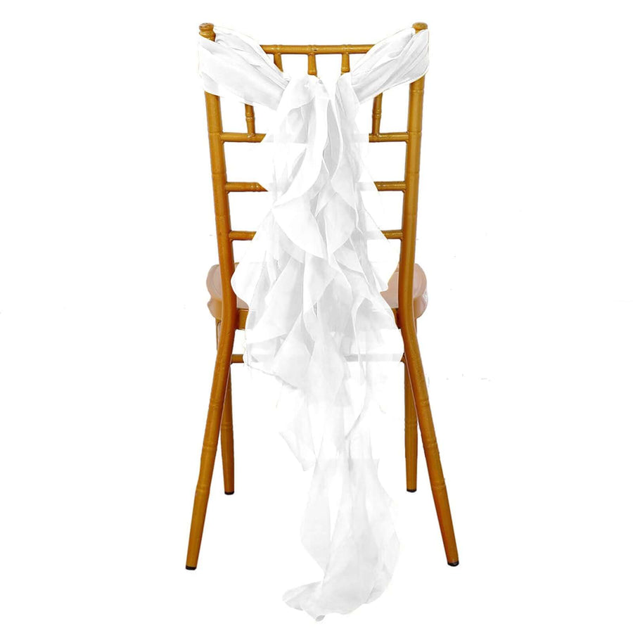 White sheer chair sash draped elegantly on a bamboo chair