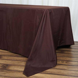 Enhance Your Event with the Chocolate Seamless Polyester Rectangle Tablecloth