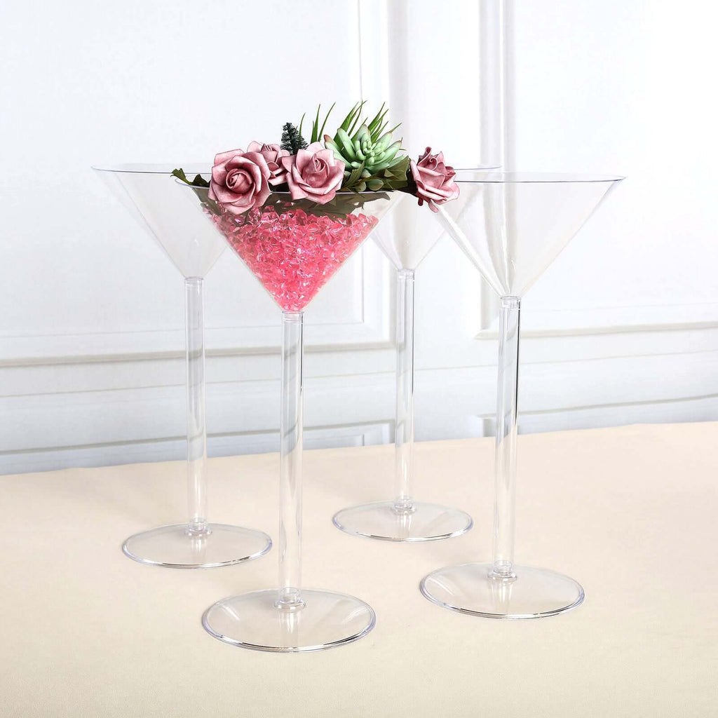 wine glass vase flowers 4-Pack Plastic Flower Vases Martini Glass Design Clear