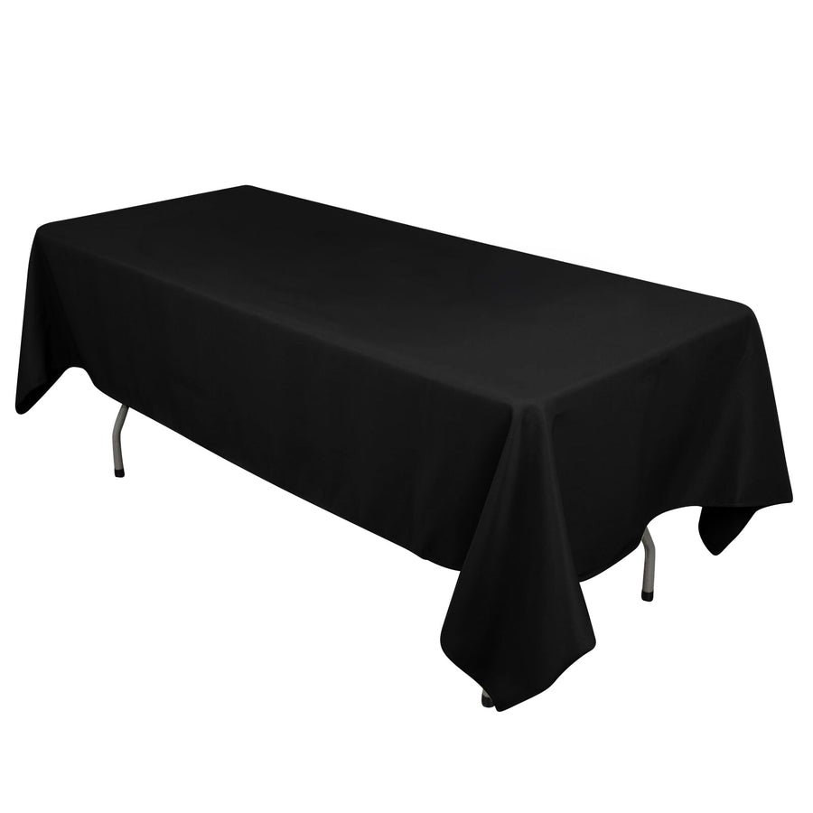 Black tablecloth on a folding table