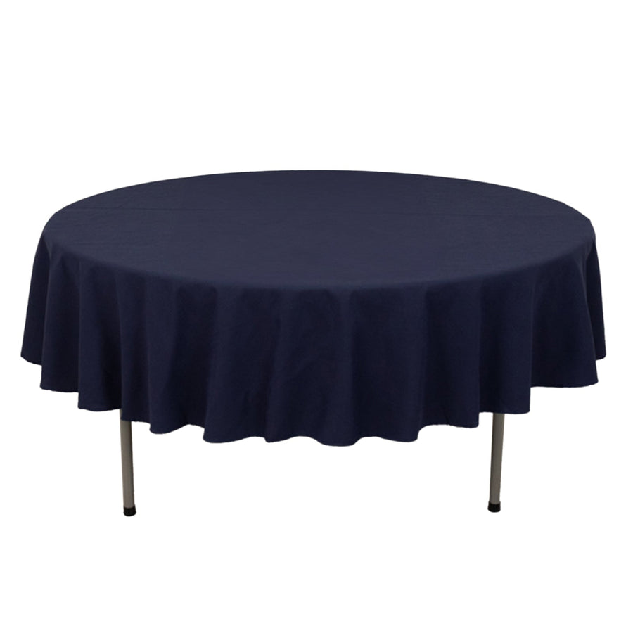 Navy round tablecloth on a white background