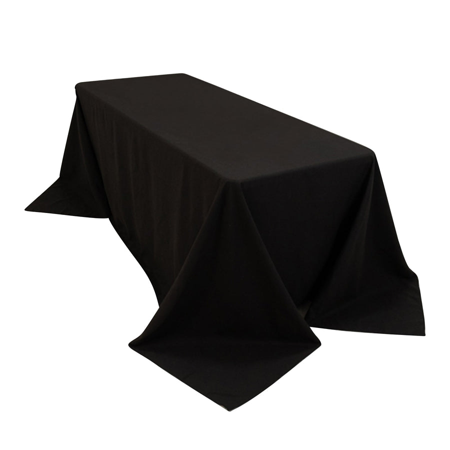 Black tablecloth with draped edges, ideal for events and table settings.