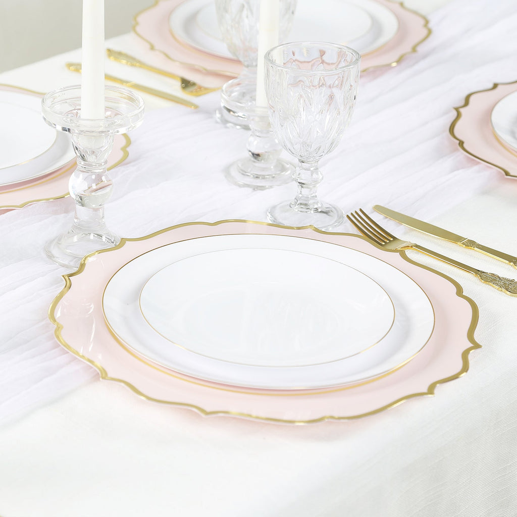 Gold Scalloped Rim Charger Plates Blush 13