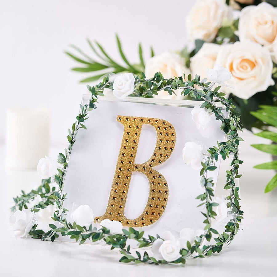 6inch Gold Decorative Rhinestone Alphabet Letter Stickers DIY Crafts - B