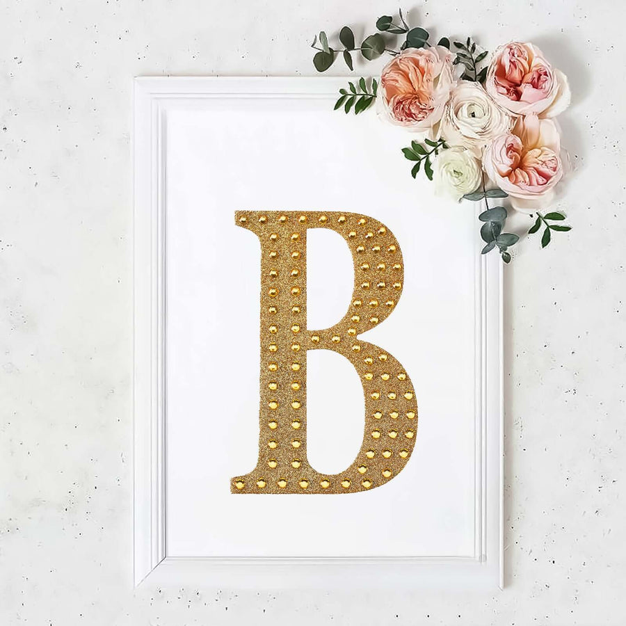 8inch Gold Decorative Rhinestone Alphabet Letter Stickers DIY Crafts - B