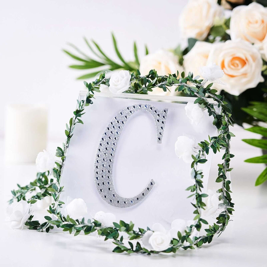 6 inch Silver Decorative Rhinestone Alphabet Letter Stickers DIY Crafts - C