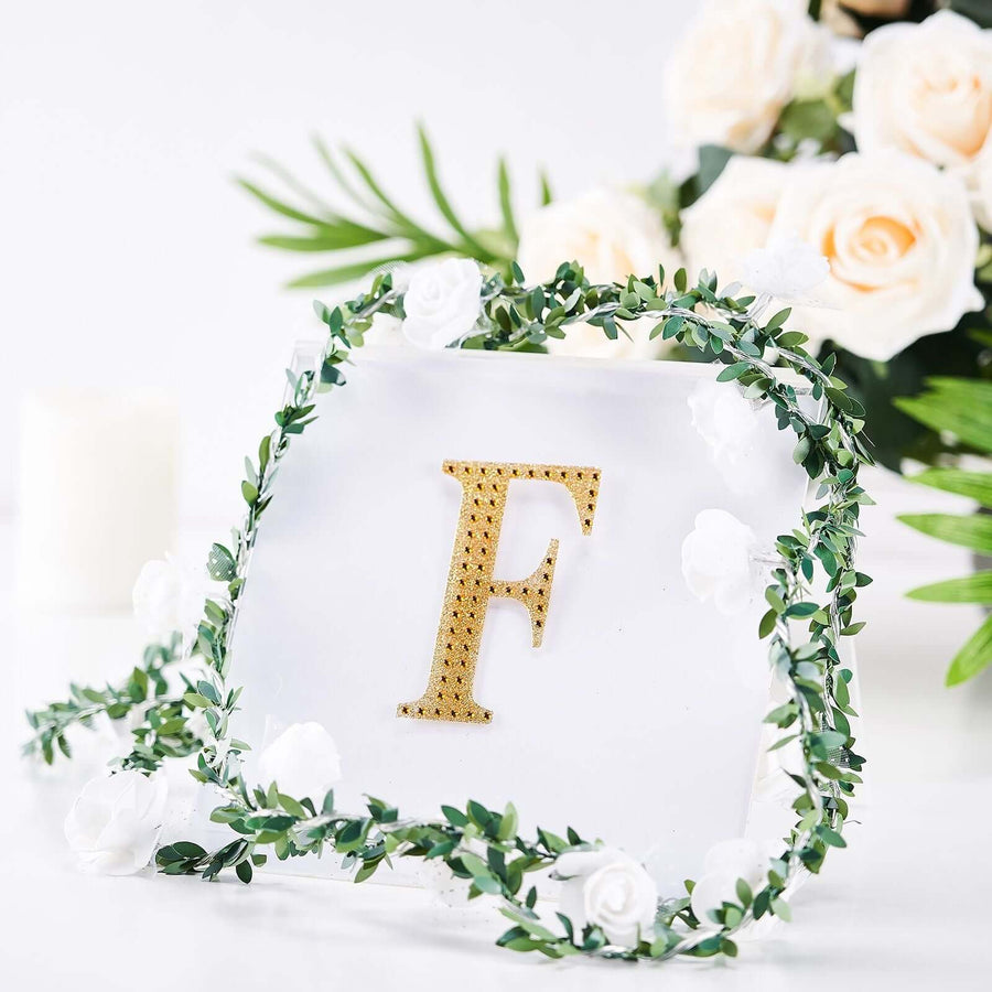 4inch Gold Decorative Rhinestone Alphabet Letter Stickers DIY Crafts - F