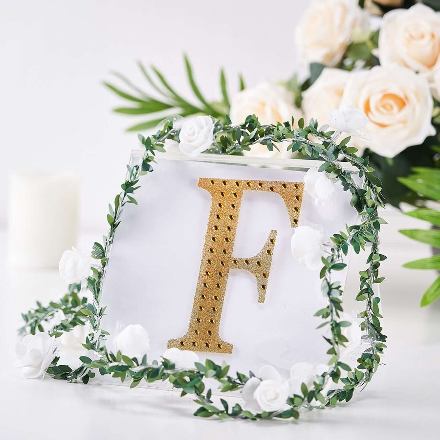 6 inch Gold Decorative Rhinestone Alphabet Letter Stickers DIY Crafts - F