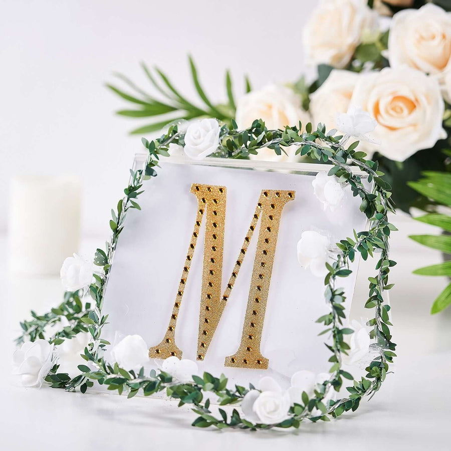 6 inch Gold Decorative Rhinestone Alphabet Letter Stickers DIY Crafts - M