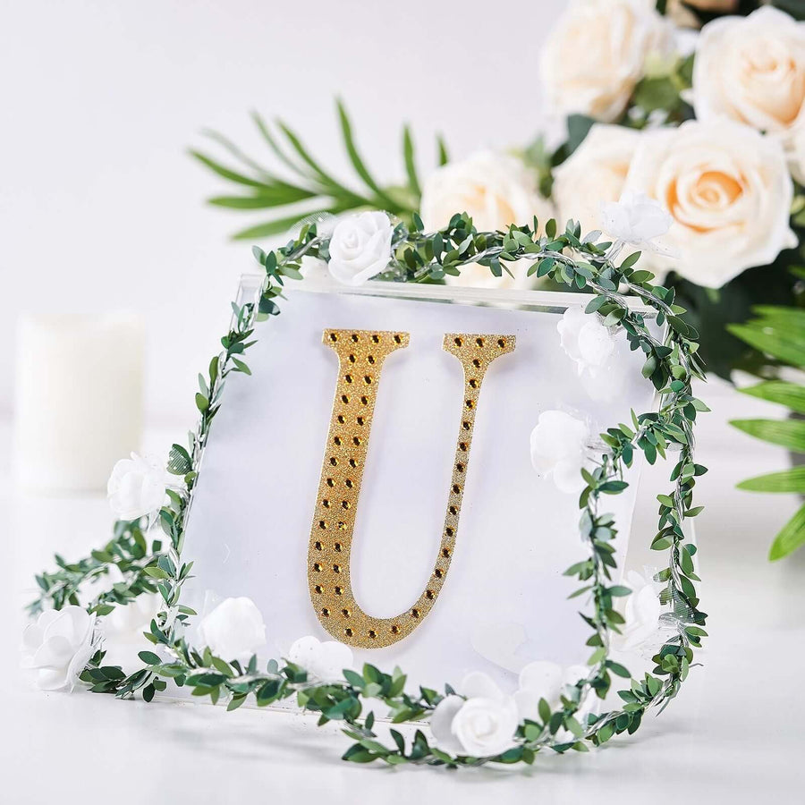 6inch Gold Decorative Rhinestone Alphabet Letter Stickers DIY Crafts - U