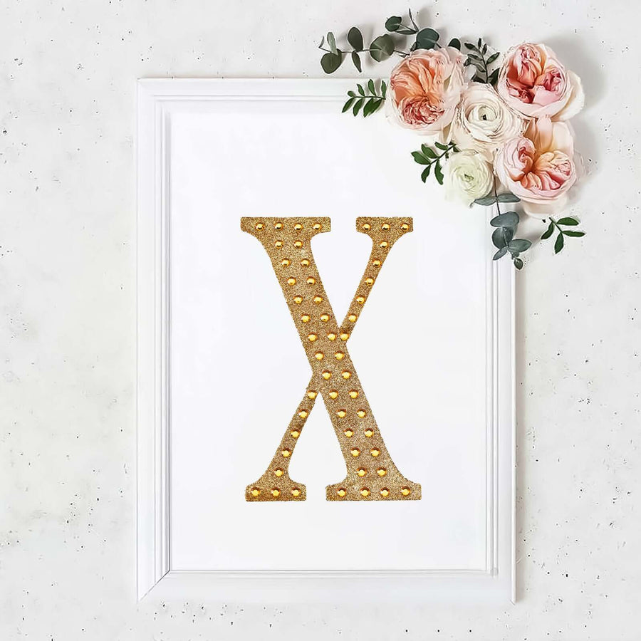 8inch Gold Decorative Rhinestone Alphabet Letter Stickers DIY Crafts - X