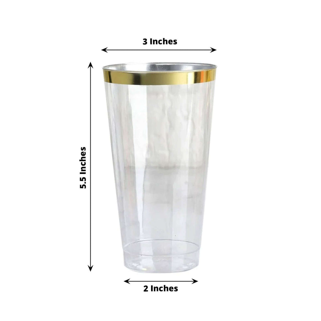 Plastic Party Cups 17oz Clear with Gold Rim