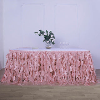 Elevate Your Event Decor with the 14ft Dusty Rose Curly Willow Taffeta Table Skirt Elevate Your Event Decor with the 14ft Dusty Rose Curly Willow Taffeta Table Skirt