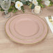 25-Pack Paper 10inch Round Dinner Plates in Dusty Rose Sunray Design with Gold Rim - Disposable