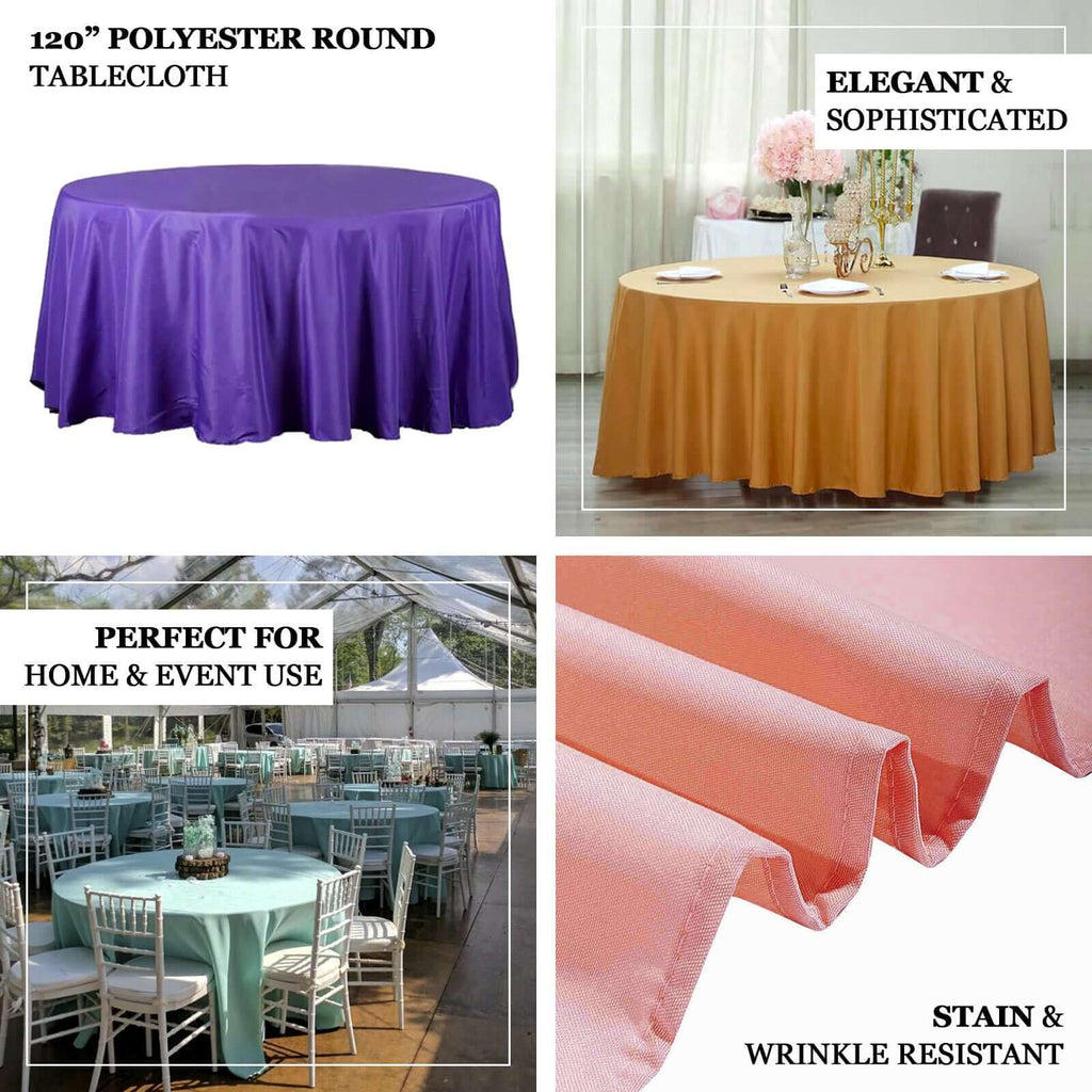 Tableclothsfactory Tovaglia Rotonda Premium In Poliestere | Diametro 304,8 Cm (120") | Colore Blu Navy | Antimacchia E Non Stiro