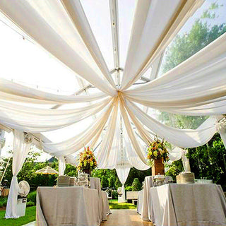 Elegant White Sheer Ceiling Drape Curtain Panels for Stunning Event Décor Elegant White Sheer Ceiling Drape Curtain Panels for Stunning Event Décor
