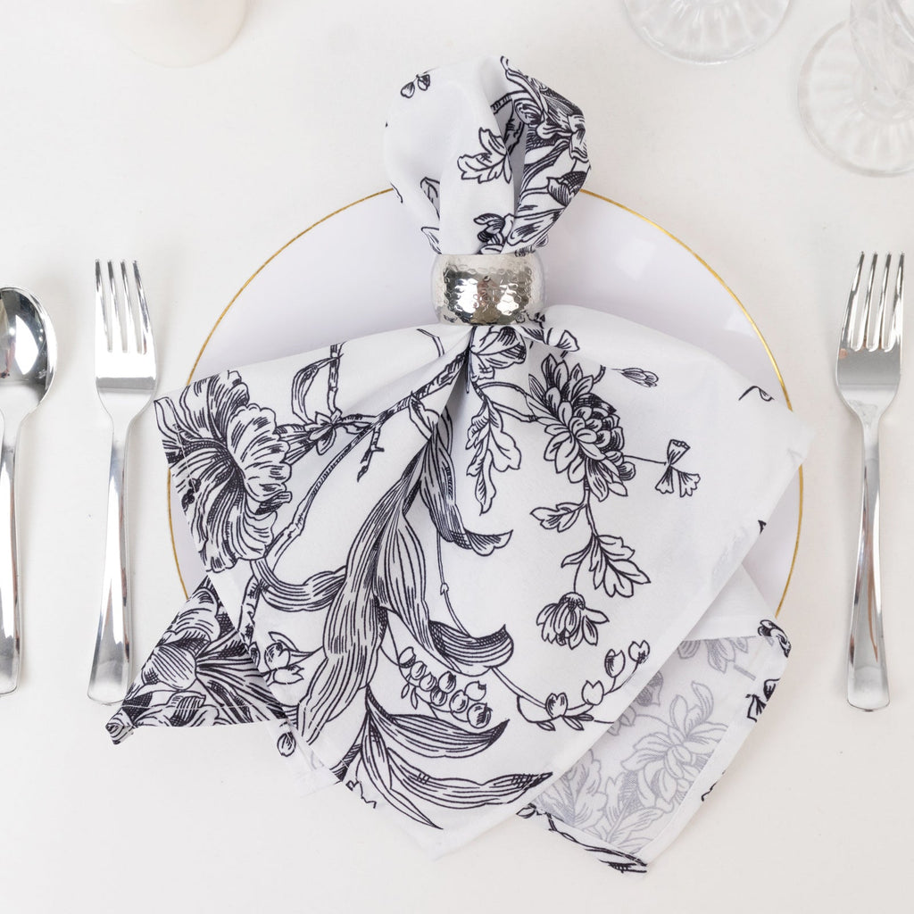 Black Polyester French Toile Napkins Tableclothsfactory