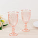 24-Pack Plastic Wine Glasses 10oz – Transparent Blush Vintage Goblets with Retro Embossed Design