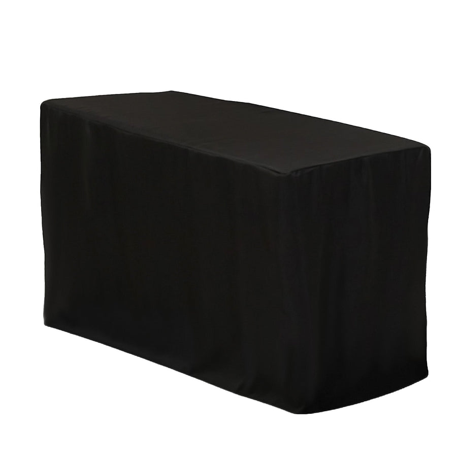 Fitted Polyester 48"x24"x42" Rectangle Tablecloth Black - Snug Fit for Elevated Tables