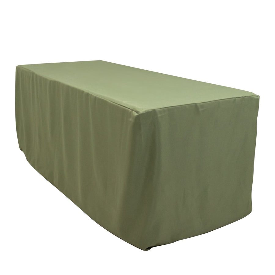 Dusty Sage Green Fitted Polyester Rectangle Tablecloth 6ft Table Cover For 72x30inch Tables