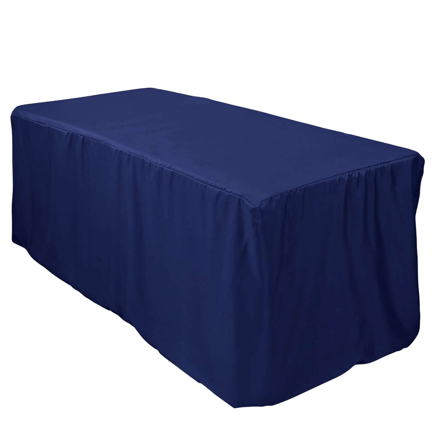 6FT Fitted NAVY BLUE Wholesale Polyester Table Cover Wedding Banquet Event Tablecloth