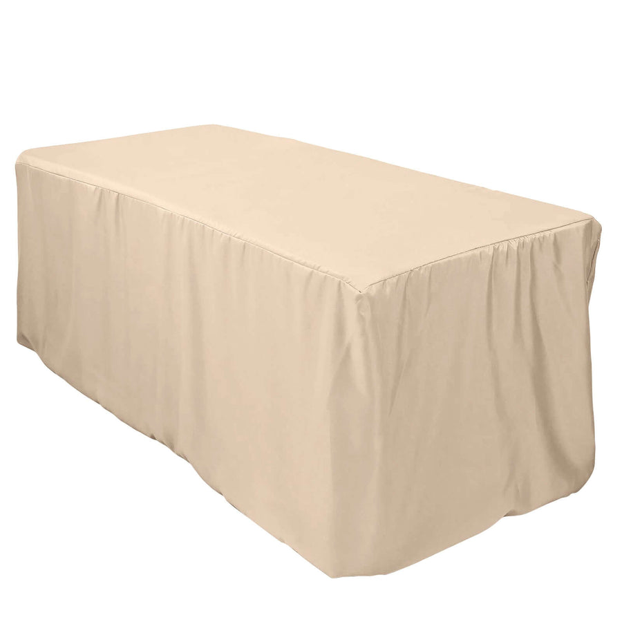 6ft Nude Fitted Polyester Rectangular Table Cover