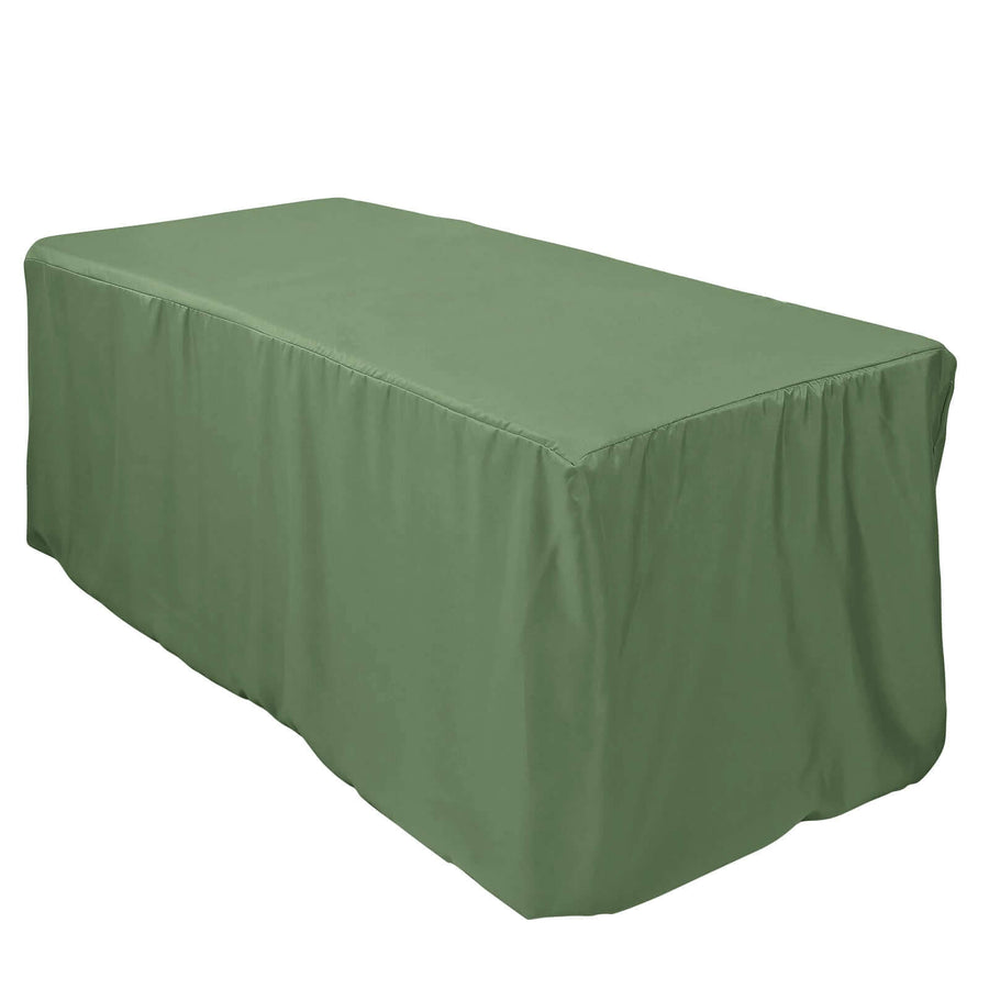 6FT Fitted Olive GREEN Wholesale Polyester Table Cover Wedding Banquet Event Tablecloth