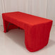 6ft Red Open Back Fitted Polyester Rectangle Tablecloth, Trade Show Table Cover