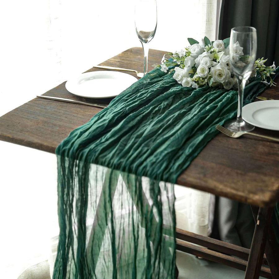 10ft Hunter Emerald Green Gauze Cheesecloth Boho Table Runner